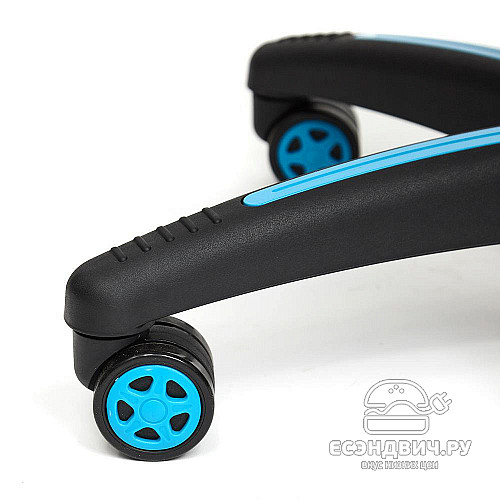 Кресло "Глори" (Кожзам Серый/Кожзам Голубой/Пластик Черный) Tch/13083