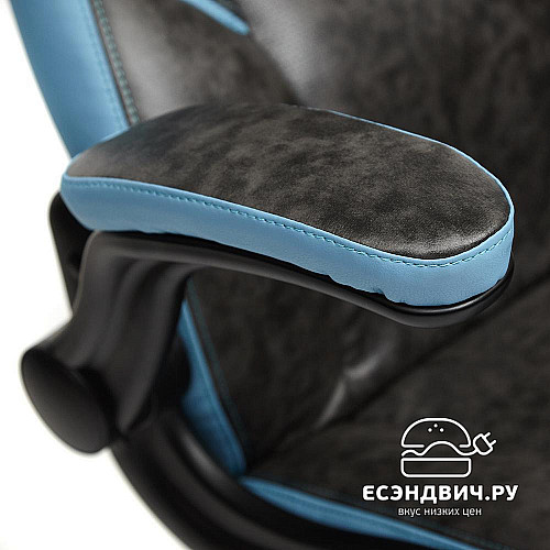 Кресло "Глори" (Кожзам Серый/Кожзам Голубой/Пластик Черный) Tch/13083