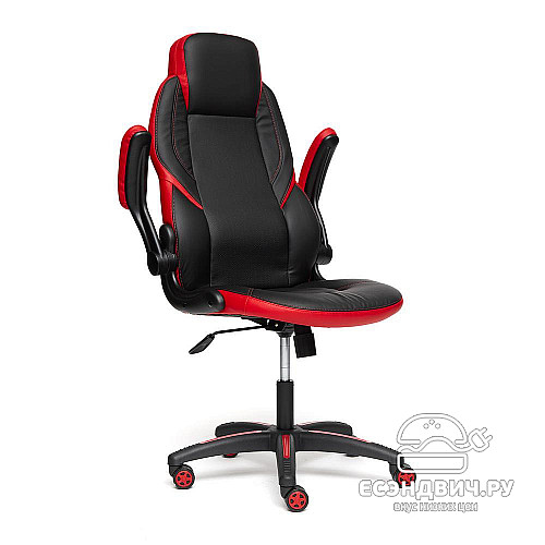 Кресло "Глори" (Кожзам Черный/Кожзам Красный/Пластик Черный) Tch/13085