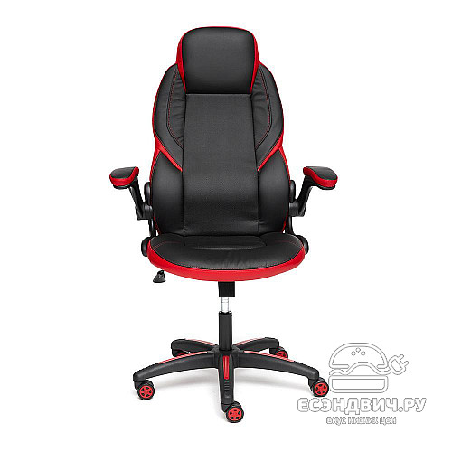 Кресло "Глори" (Кожзам Черный/Кожзам Красный/Пластик Черный) Tch/13085