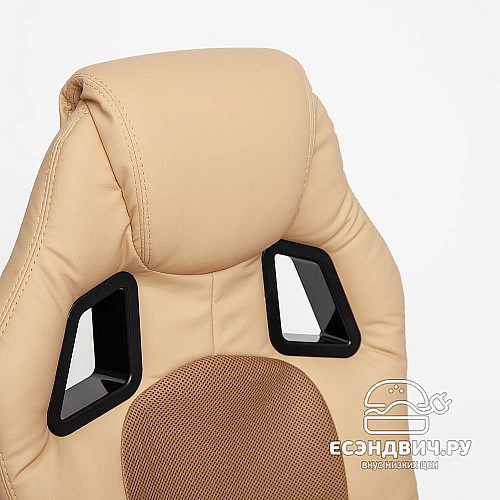 Кресло "Драйв" (Кожзам Бежевый/Ткань Бронза/Пластик Черный) Tch/10582