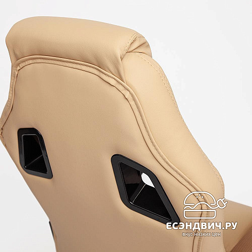 Кресло "Драйв" (Кожзам Бежевый/Ткань Бронза/Пластик Черный) Tch/10582