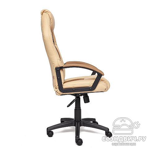 Кресло "Драйв" (Кожзам Бежевый/Ткань Бронза/Пластик Черный) Tch/10582
