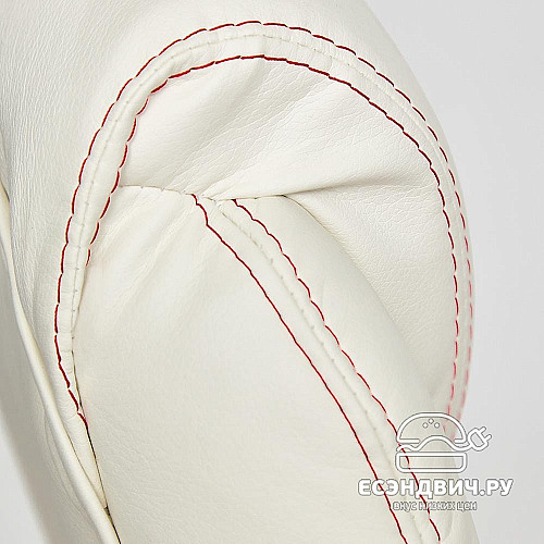 Кресло "Драйв" (Кожзам Белый/Ткань Красная/Пластик Черный) Tch/12842