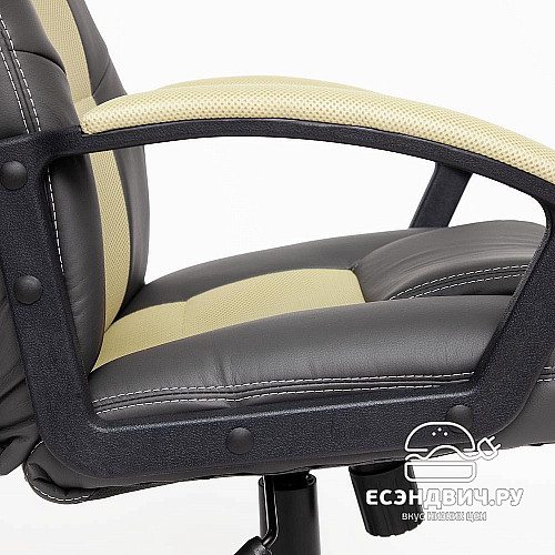 Кресло "Драйв" (Кожзам Серый/Ткань Фисташковая/Пластик Черный) Tch/10581