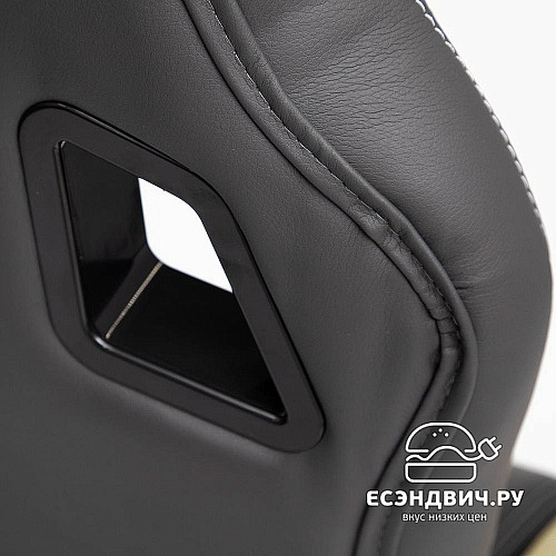 Кресло "Драйв" (Кожзам Серый/Ткань Фисташковая/Пластик Черный) Tch/10581