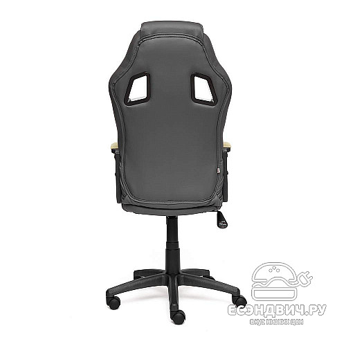 Кресло "Драйв" (Кожзам Серый/Ткань Фисташковая/Пластик Черный) Tch/10581