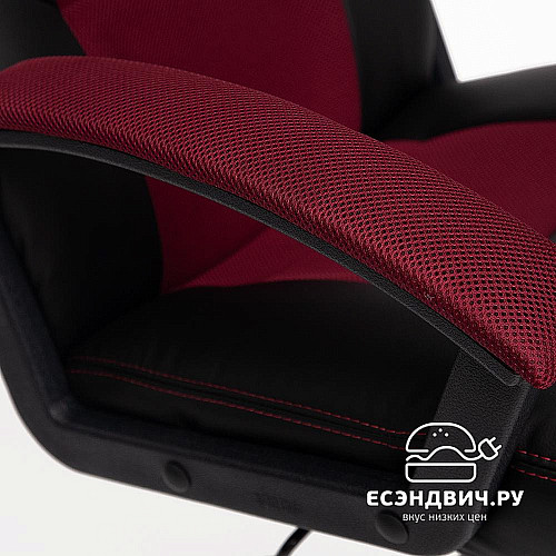 Кресло "Драйв" (Кожзам Черный/Ткань Бордо/Пластик Черный) Tch/10373