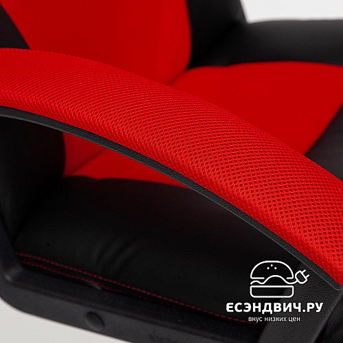 Кресло "Драйв" (Кожзам Черный/Ткань Красная/Пластик Черный) Tch/10371
