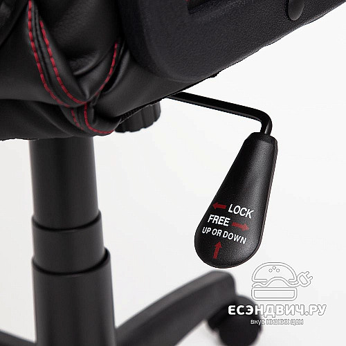 Кресло "Драйв" (Кожзам Черный/Ткань Красная/Пластик Черный) Tch/10371