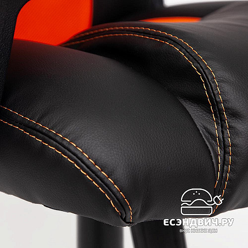 Кресло "Драйв" (Кожзам Черный/Ткань Оранжевая/Пластик Черный) Tch/10542