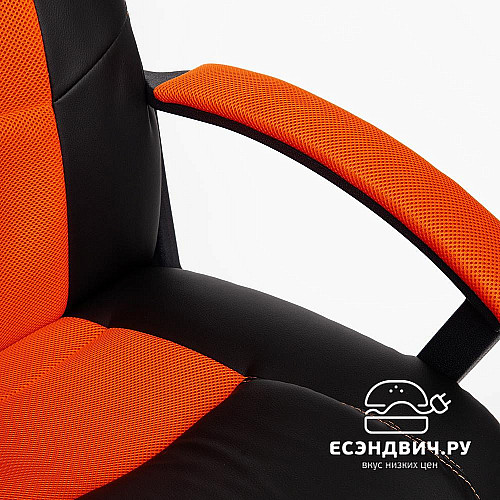 Кресло "Драйв" (Кожзам Черный/Ткань Оранжевая/Пластик Черный) Tch/10542