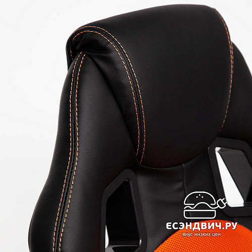 Кресло "Драйв" (Кожзам Черный/Ткань Оранжевая/Пластик Черный) Tch/10542