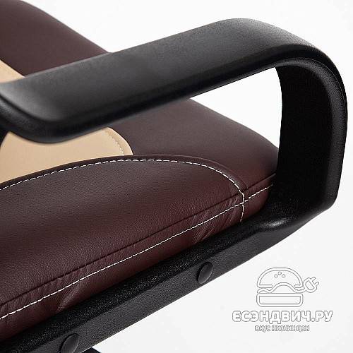 Кресло "Прайм" (Кожзам Коричневый/Кожзам Бежевый/Пластик Черный) Tch/4700