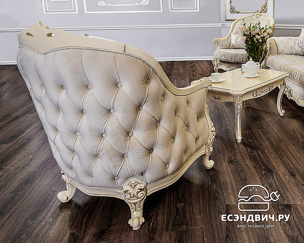 Кресло "Дель-Монте" (Бархат/Жаккард/Патина Позолота/Крем) (Крем) UgML