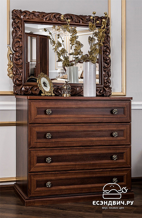 Спальный гарнитур 6 предм. "Таис" (МДФ) (Орех караваджо/Патина/Лак/Бархат) UgAf7