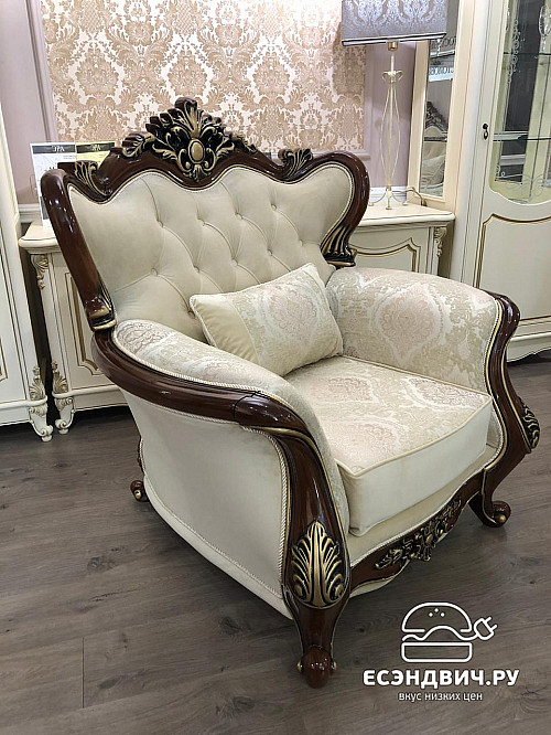 Кресло "Себастьяно" (Бархат/Жаккард/Патина Позолота/Караваджо глянец) (Караваджо глянец) UgJk