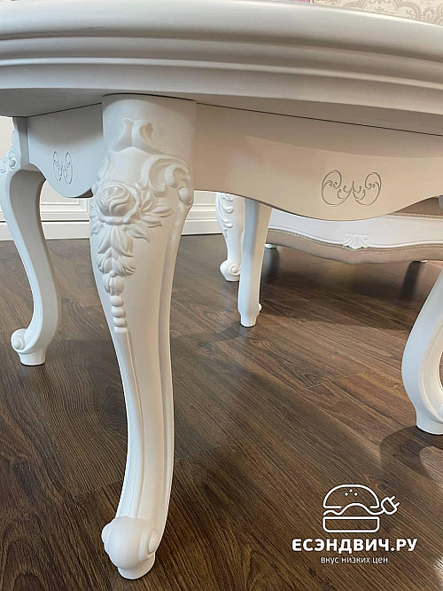 Стол журнальный round "Лейла" (Белый матовый) (МДФ/Лак/Патина) UgMh