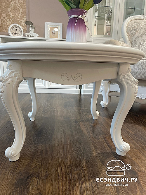 Стол журнальный round "Лейла" (Белый матовый) (МДФ/Лак/Патина) UgMh