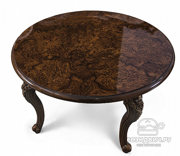 Стол журнальный round "Себастьяно" (Корень дуба глянец) (МДФ/Лак/Патина) UgJk