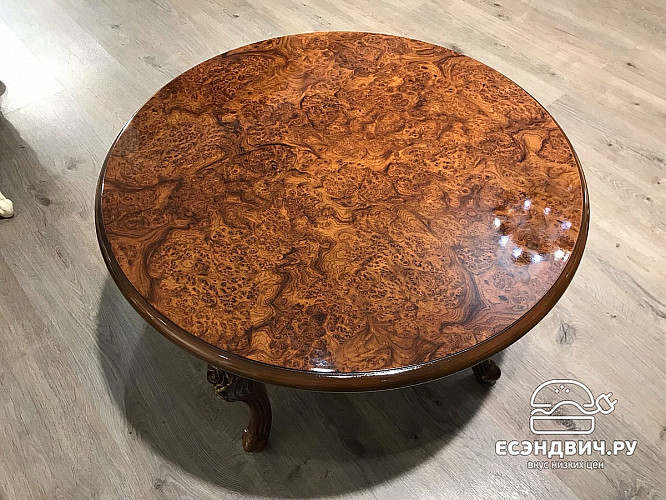 Стол журнальный round "Себастьяно" (Корень дуба глянец) (МДФ/Лак/Патина) UgJk