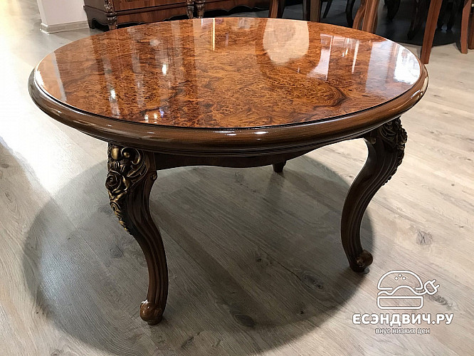 Стол журнальный round "Себастьяно" (Корень дуба глянец) (МДФ/Лак/Патина) UgJk