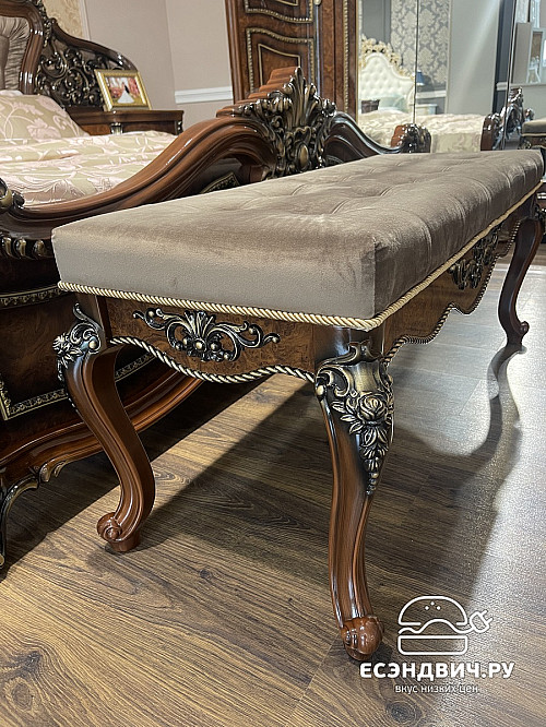 Банкетка "Себастьяно" (Корень дуба глянец) (Бархат/Патина) UgJk