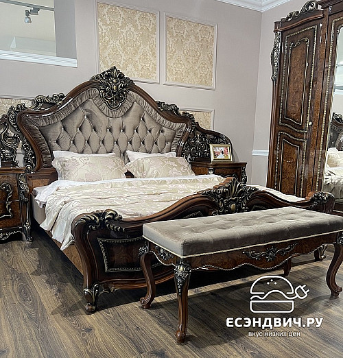 Банкетка "Себастьяно" (Корень дуба глянец) (Бархат/Патина) UgJk