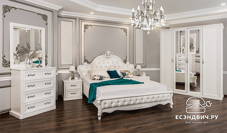 Шкаф 2-х дв. 104 (декор.торцы) (штанга) "Лейла" (Белый матовый) (МДФ/Патина/Лак) UgMh