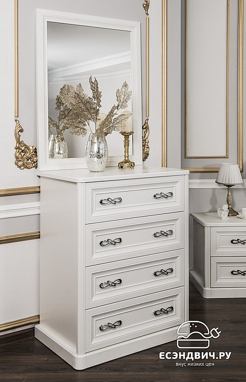 Зеркало 76*76 "Лейла" (Белый матовый) (МДФ/Патина/Лак) UgMh