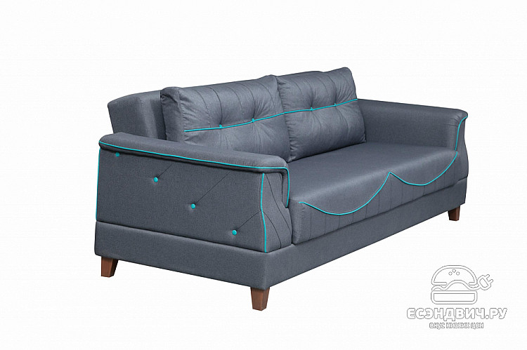 Диван-книжка "Джейн" (Жаккард Серый/Жаккард Бирюза) -Ол/Прд