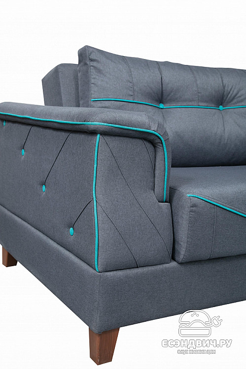 Диван-книжка "Джейн" (Жаккард Серый/Жаккард Бирюза) -Ол/Прд