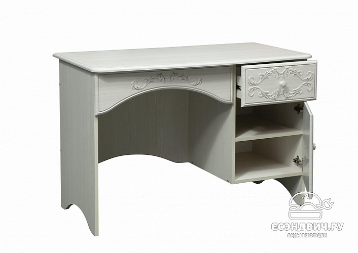 Стол косметический "Кэролайн" (МДФ)  (Вудлайн кремовый/Сандал белый/Патина) -Ол/Крл