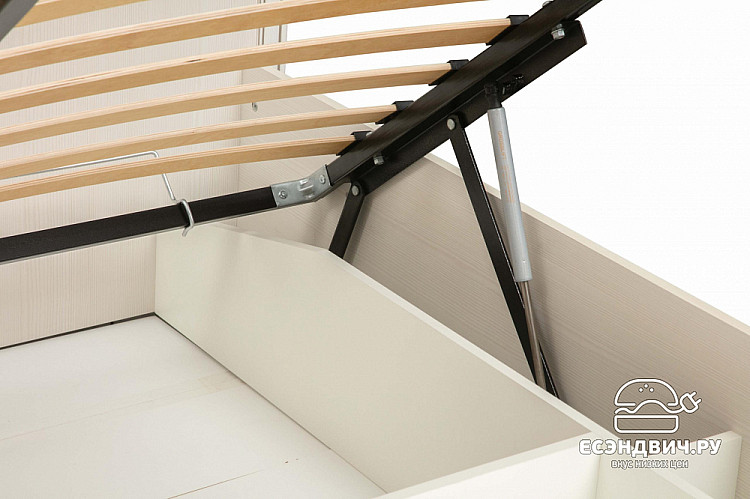 Кровать 1600 с подъемн.мех. "Винсент" (Вудлайн кремовый/Профиль Аруша венге с патиной/Велюр Шоколад) -Ол/Гб 06.02-03