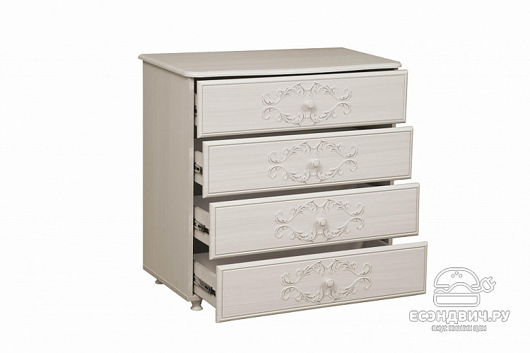 Комод "Кэролайн" (МДФ)  (Вудлайн кремовый/Сандал белый/Патина) -Ол/Крл