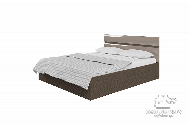 Кровать 1400 с подъёмн.мех-м "Милена" (МДФ) (Венге/Какао перламутр глянец) /Gnt/Нс