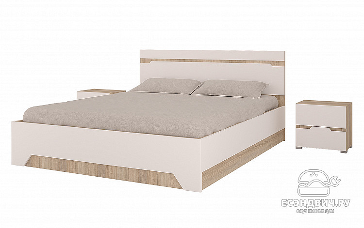 Спальный гарнитур 5 предм. "Атланта" (МДФ) (Сонома/Белый софт) /Gnt/Ант