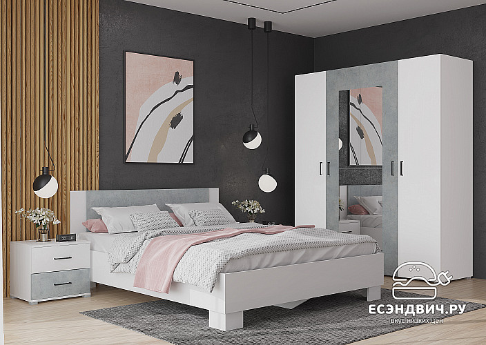 Тумба "Невада" (МДФ) (Белый/Бетон) /Gnt/Nv