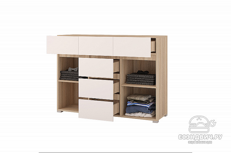 Комод "Атланта" (МДФ) (Сонома/Белый софт) /Gnt/Ант