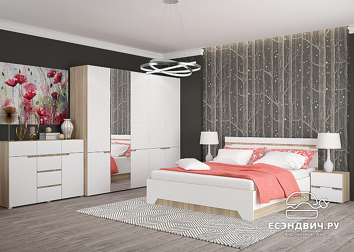 Комод "Атланта" (МДФ) (Сонома/Белый софт) /Gnt/Ант