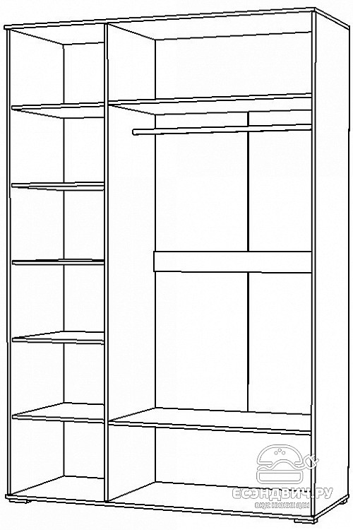 Шкаф 3-х дв. 1,5  "Милена" (МДФ) (Венге/Какао перламутр глянец/Зеркало) /Gnt/Нс