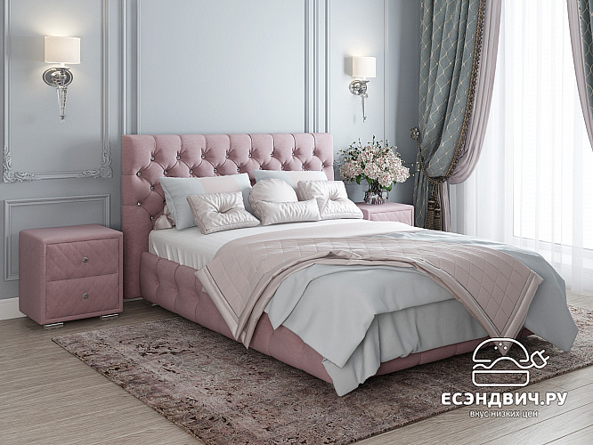 Кровать 140 мягк. just Мирабель (Велюр Opera Lilac (AT)/Ja