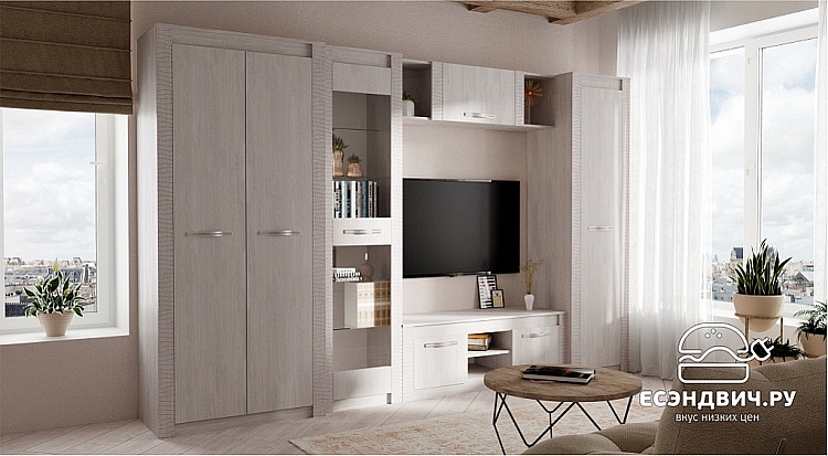 Шкаф 2х дв. 0,96 "Мона" (Ясень белый) /BTS/Мн ШК-37