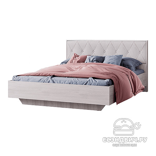 Кровать 1600 "Ким" (Ясень белый/Экокожа белая) /BTS/Км КР-13