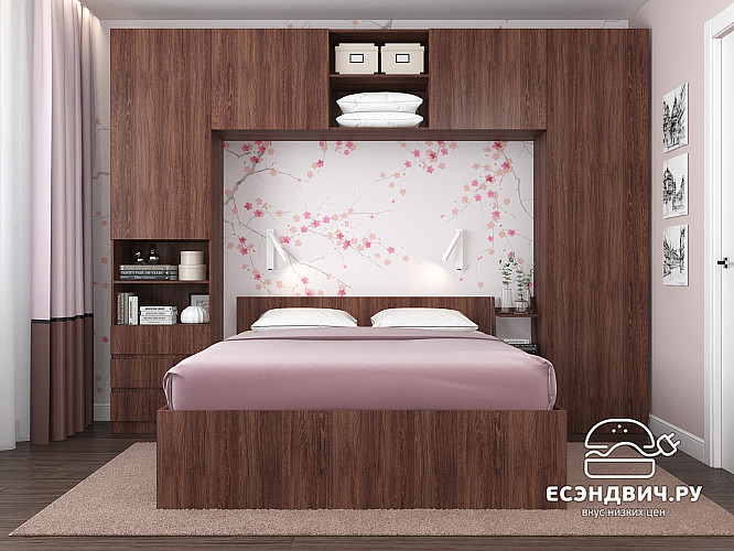 Кровать 1600 "Depo apart" (Дуб Сантана) D_Dp