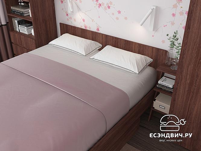 Кровать 1600 "Depo apart" (Дуб Сантана) D_Dp