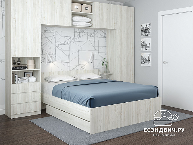 Кровать 1600 "Depo apart" (Сосна винтерберг) D_Dp