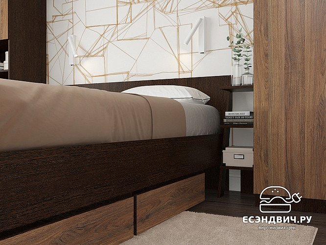 Спальный гарнитур 5 предм. 3200*2410 "Depo apart" (Венге/Дуб Аризона) D_Dp