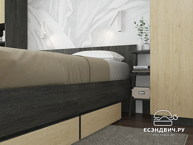 Спальный гарнитур 5 предм. 3200*2410 "Depo apart" (Дуб Интра/Пикард) D_Dp