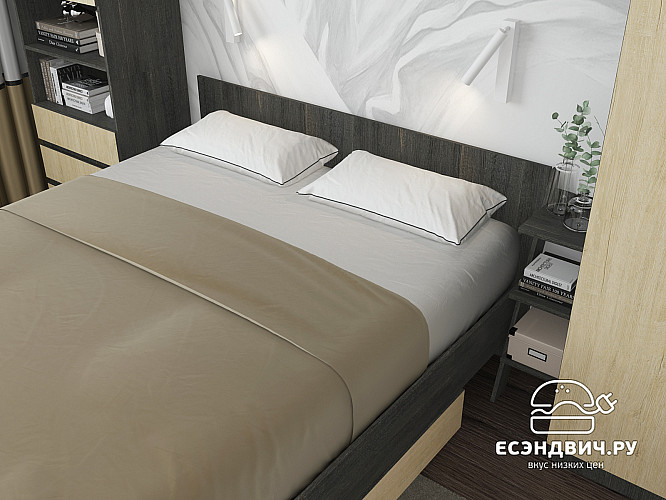 Спальный гарнитур 5 предм. 3200*2410 "Depo apart" (Дуб Интра/Пикард) D_Dp